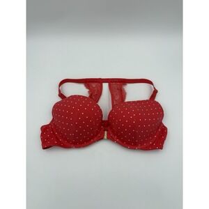 Cacique 40C Push Up Bra Red Lace Strappy Harness Front Close Sexy Lingerie